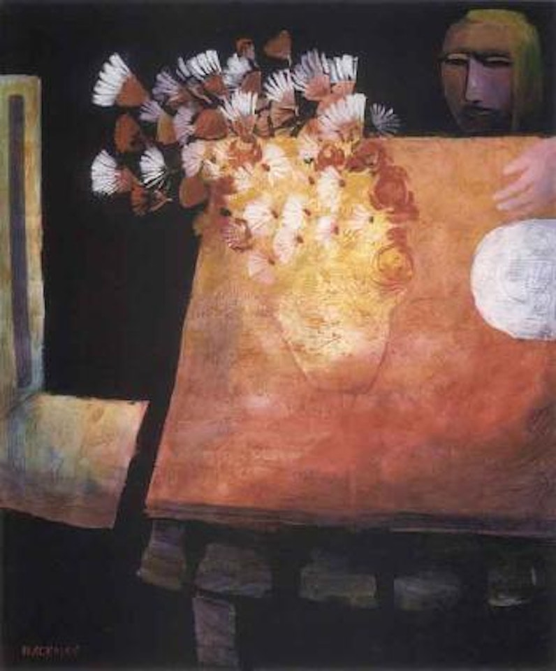 Interior with flowers and table by Charles Blackman