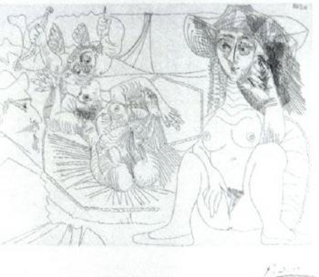 Jeune femme au chapeau pechant par pensee en louchant sur un prelat by Pablo Picasso