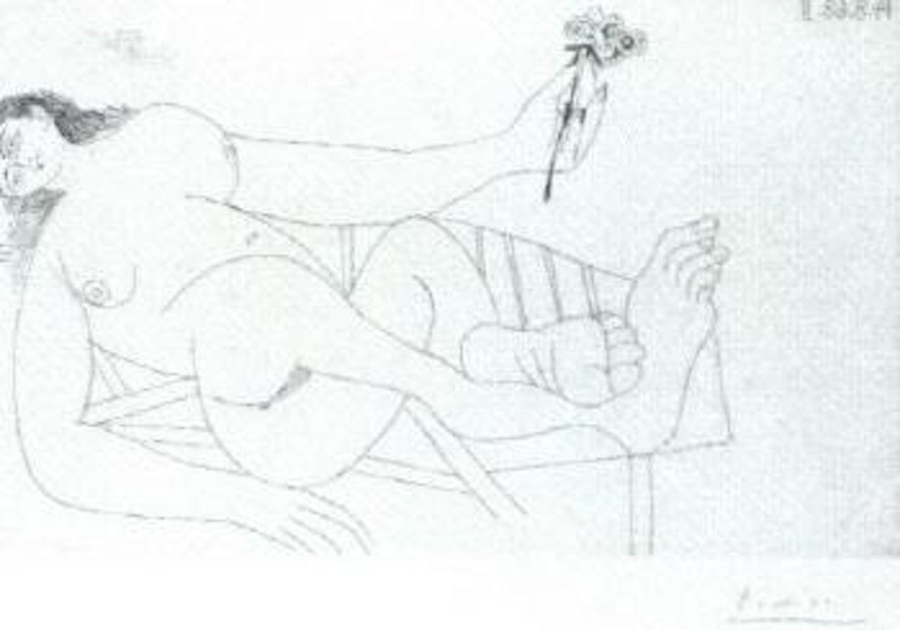 Femme a la fleur sur le transat by Pablo Picasso