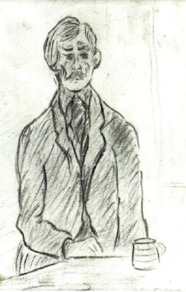 Man drinking tea by Laurence Stephen Lowry