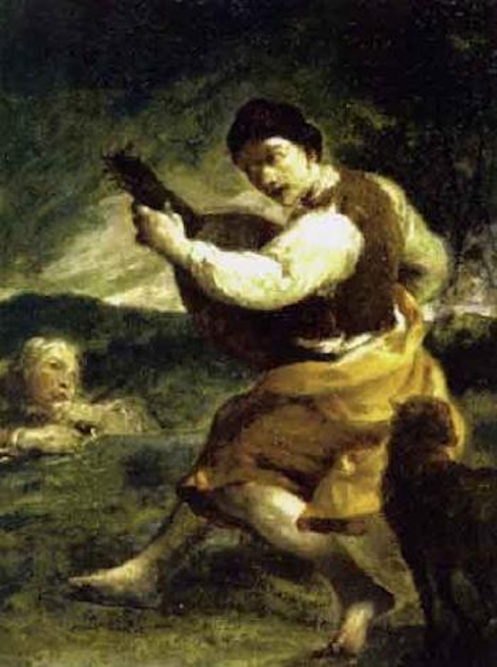 Dancing figure with a lute by Giuseppe Maria Crespi