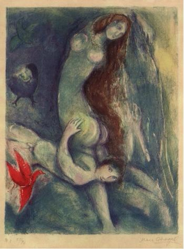 Arabian nights, then he spent the night with her embracing and clipping by Marc Chagall