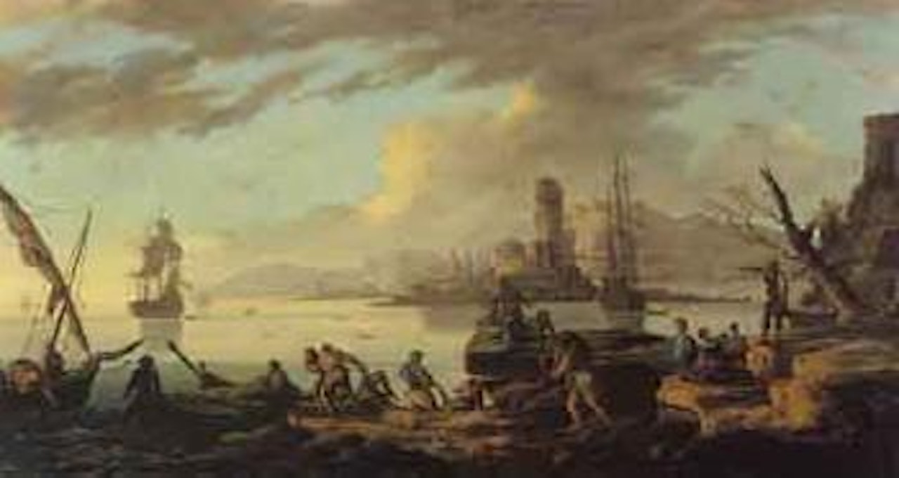 Scene de port mediterraneen by Claude Joseph Vernet
