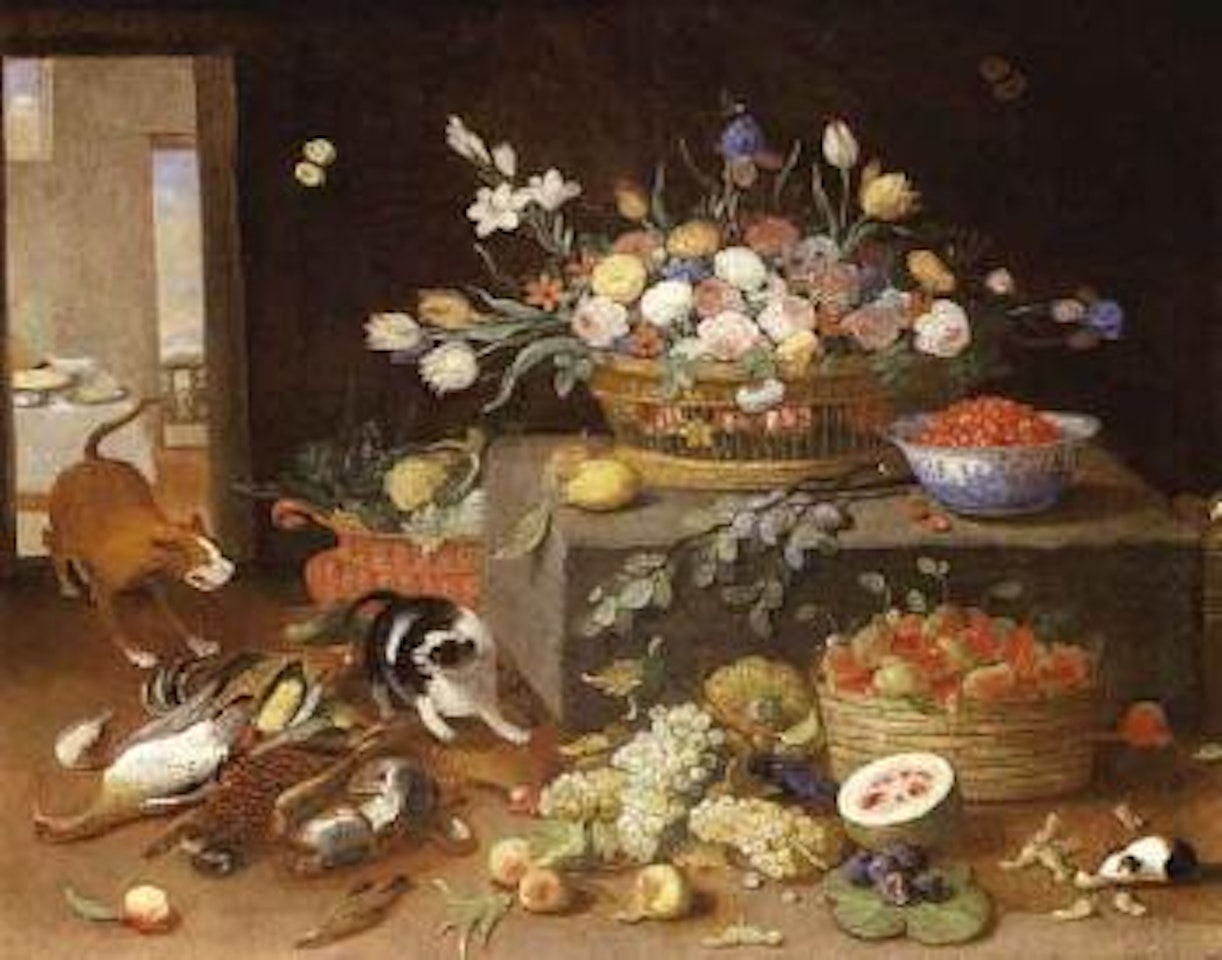 Chien et chat se disputant by Jan Van Kessel The Elder