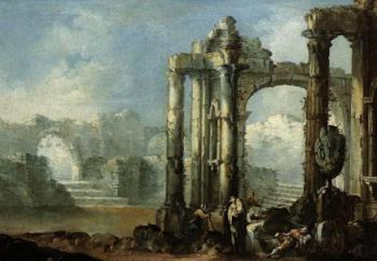 Paysans devant un temple by Gennaro Greco