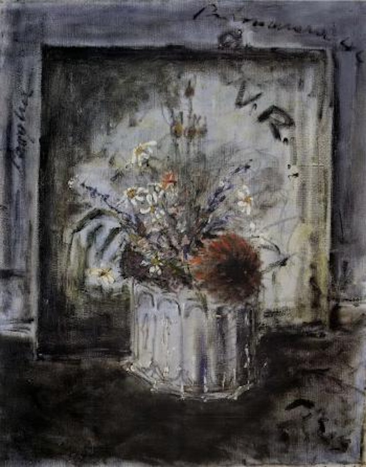 Flowers on table by Filippo de Pisis