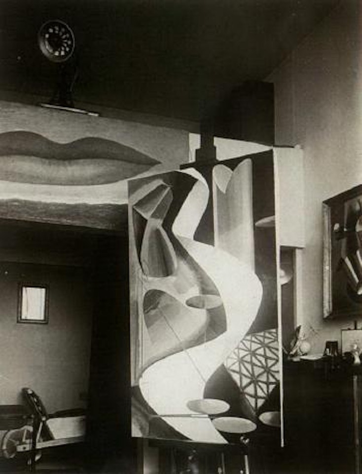 Man Ray's studio in Rue Denfert-Rochereau with painting Le Retour a la Raison III by Man Ray