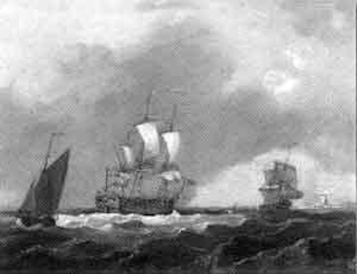 Man-o'-war off the coast by Francis Swaine