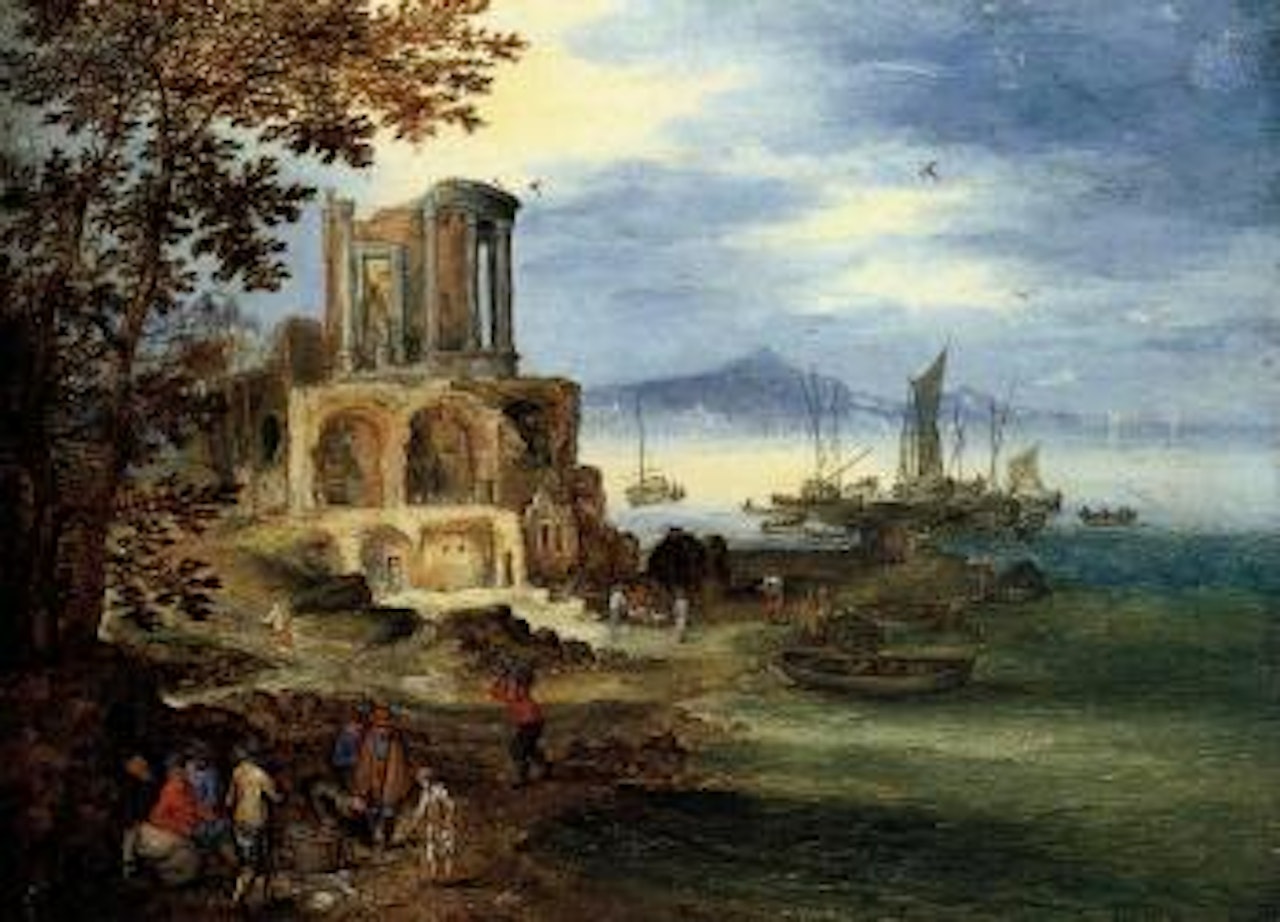 Coastal landscape with the Temple of Vesta by Jan Brueghel the Younger