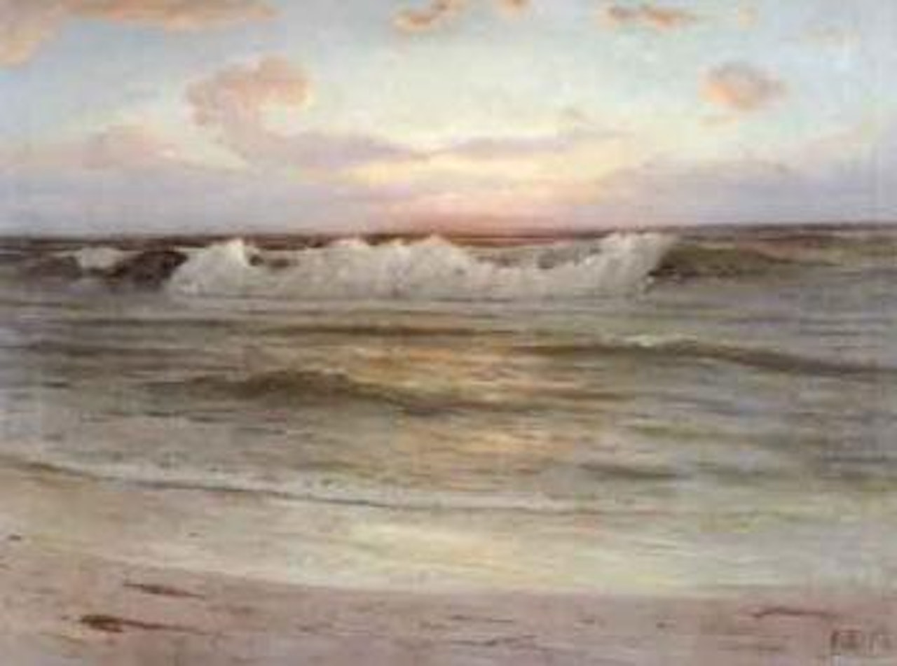 Rolling surf under the Pacific sunset by Angel Espoy