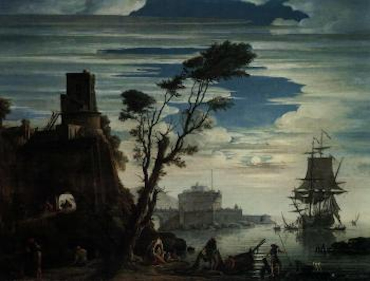 Southern harbour by moonlight by Claude Joseph Vernet