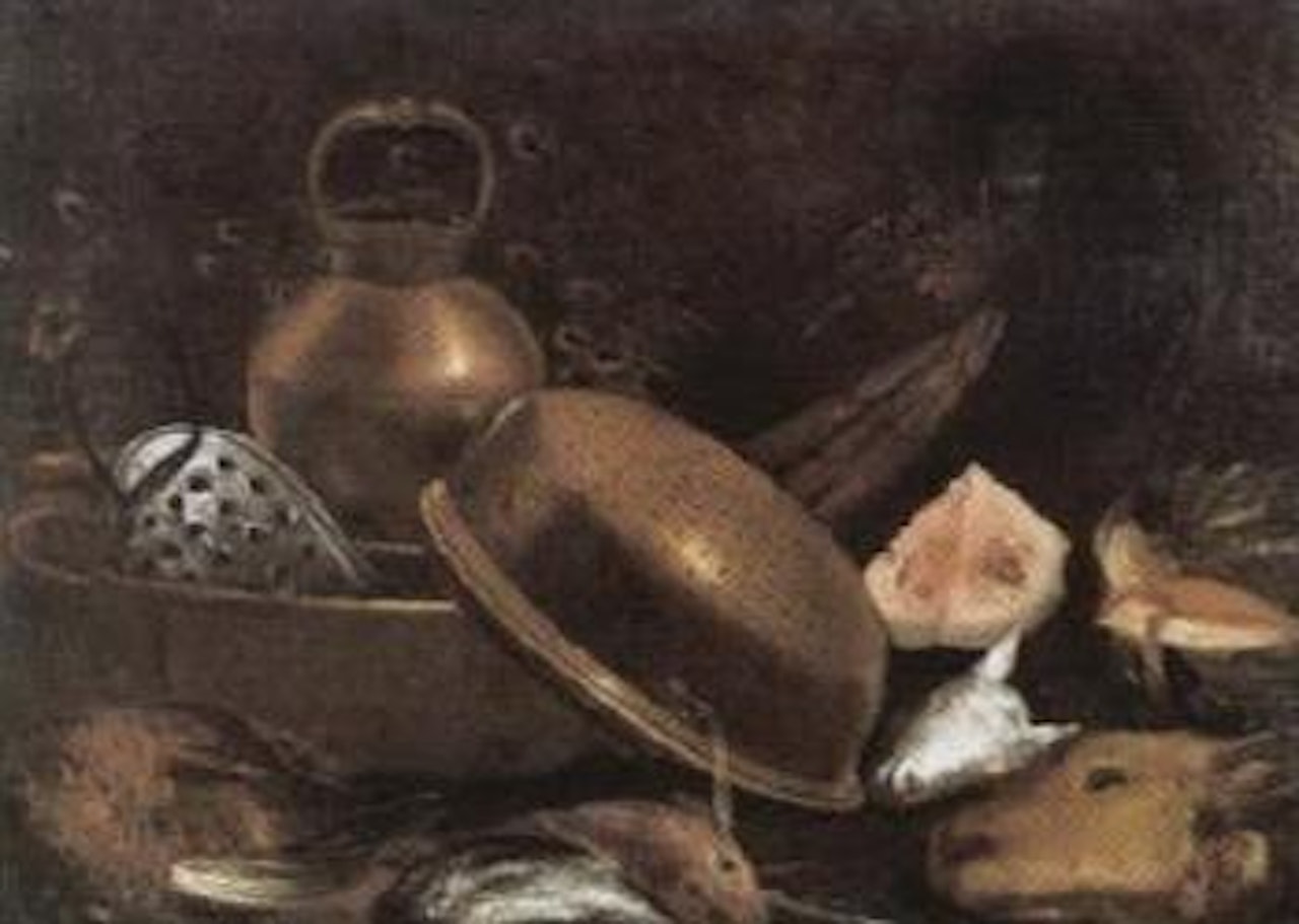 Kitchen still life by Dutch School