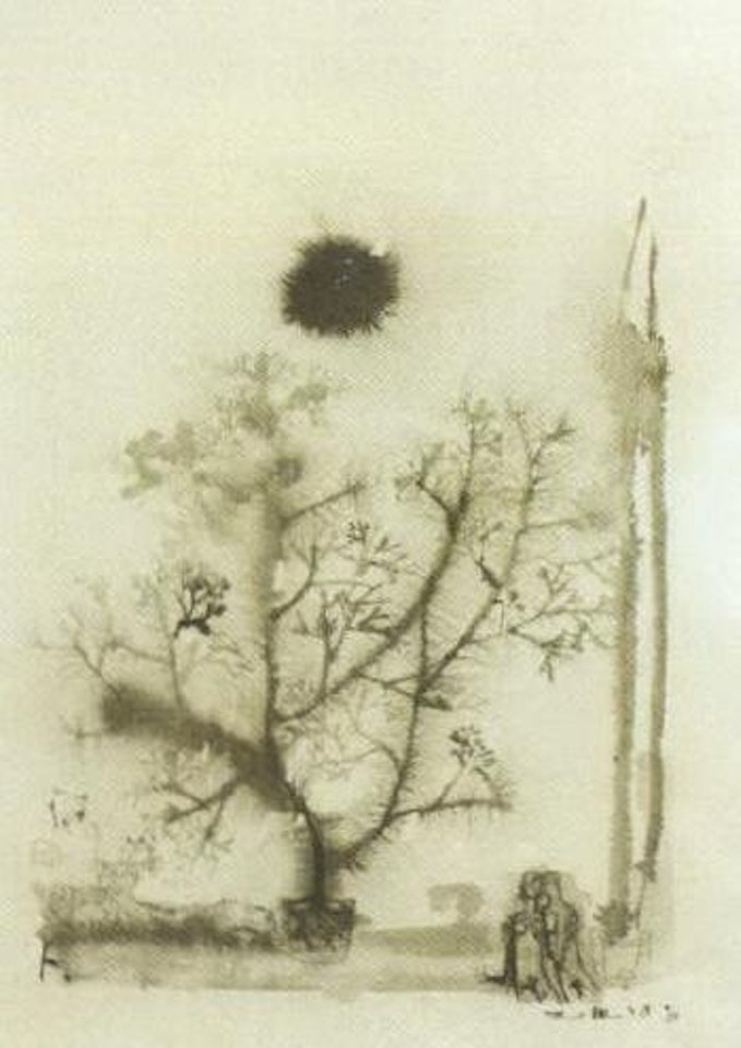 Two lovers under tree by Zao Wou-Ki