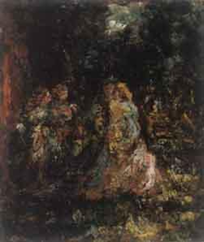 Moonlit figures in park by Adolphe Monticelli