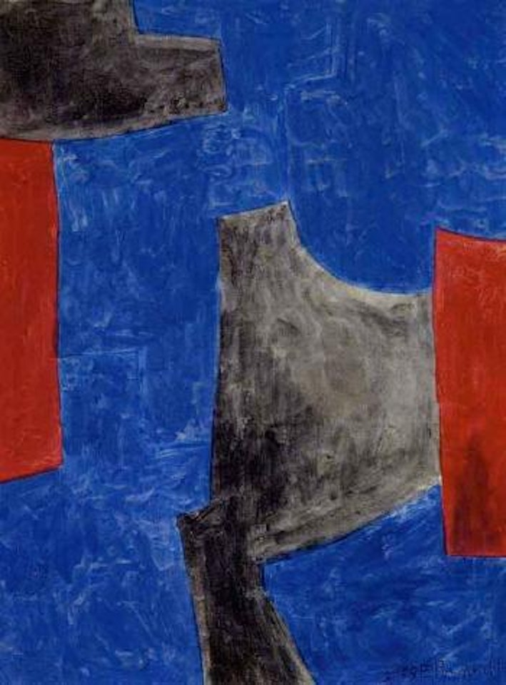 Composition bleu, gris et rouge by Serge Poliakoff