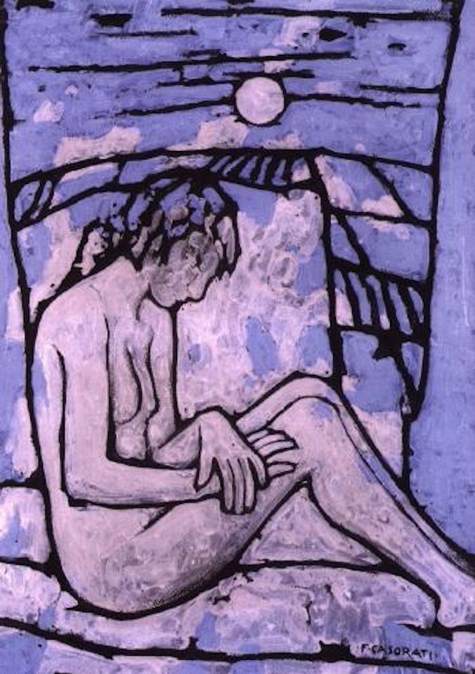 Seated nude by Felice Casorati