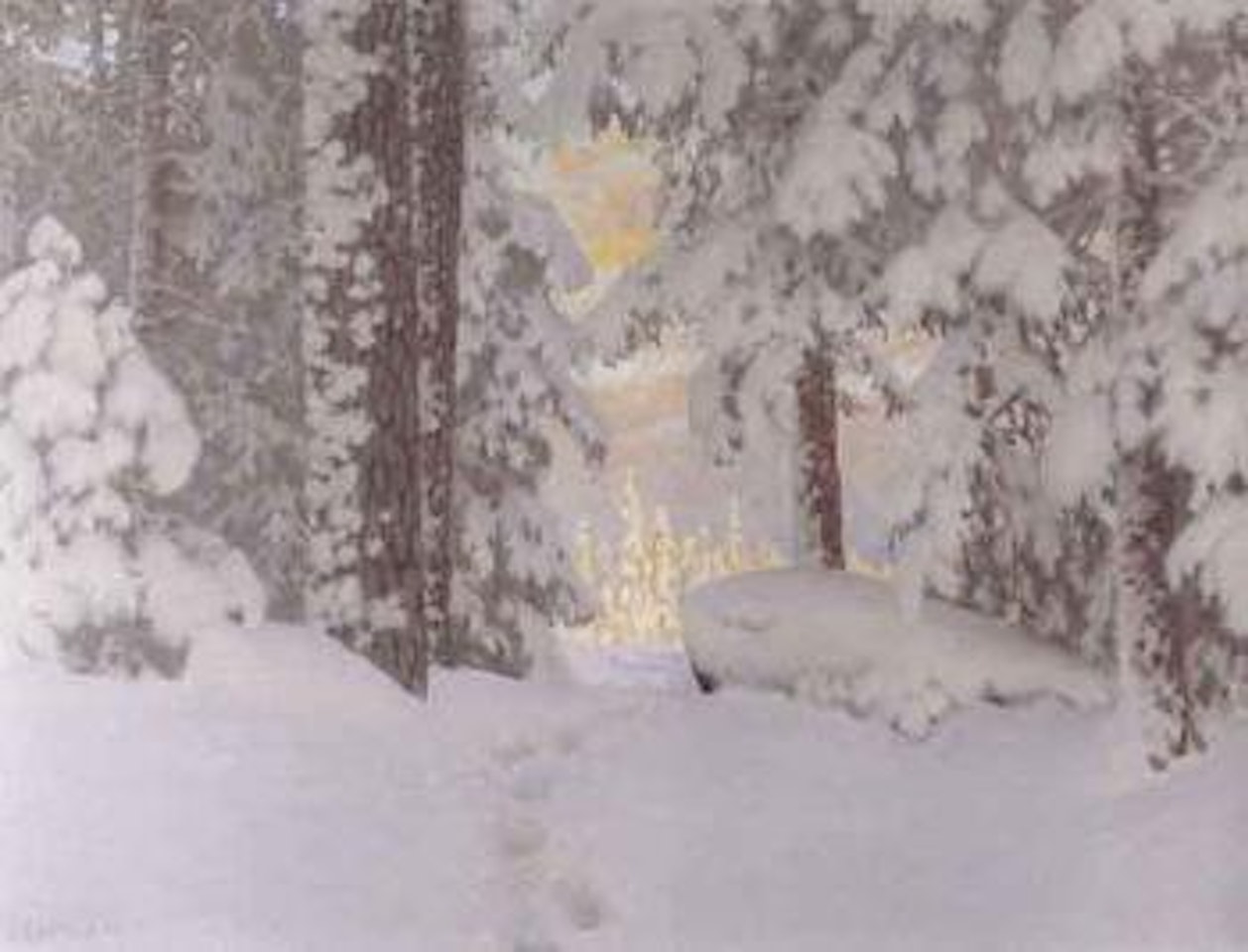 Tracks in the snow by Gustaf Fjaestad