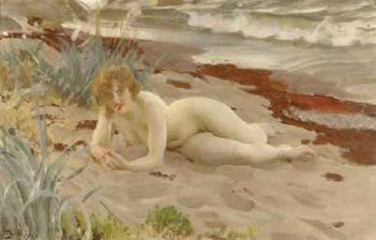 In the sand - nude on beach by Anders Zorn