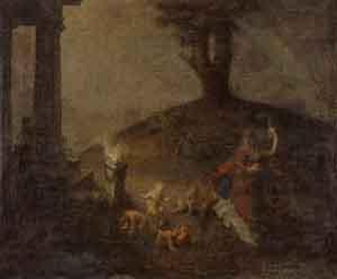 Old town in ruins by Januarius Johann Rasso Zick