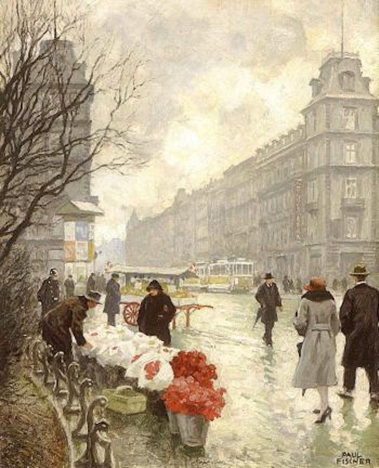 Flower market at Hojebro Square, Copenhagen by Paul Fischer