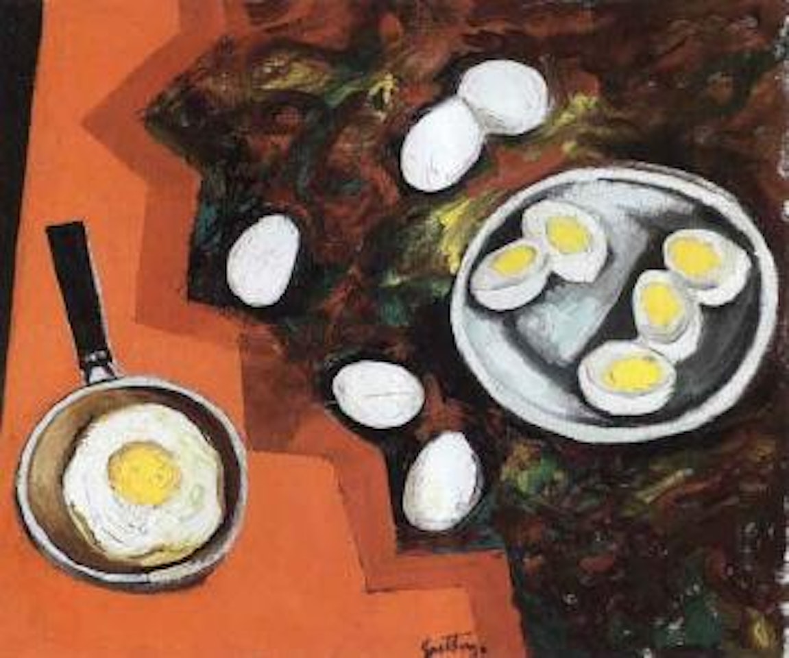 Boiled eggs on the table by Renato Guttuso