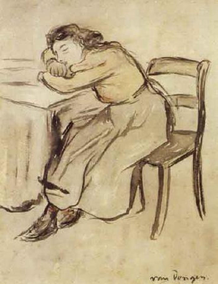Femme accoudee a une table by Kees van Dongen
