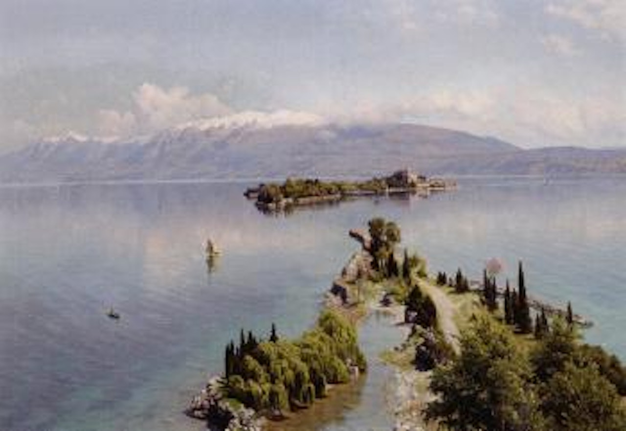 View of a North Italian lake by Peder Mork Monsted