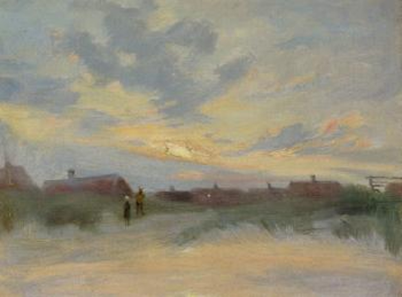 Cloud study - sunset over Skagen Town by Peder Severin Kröyer