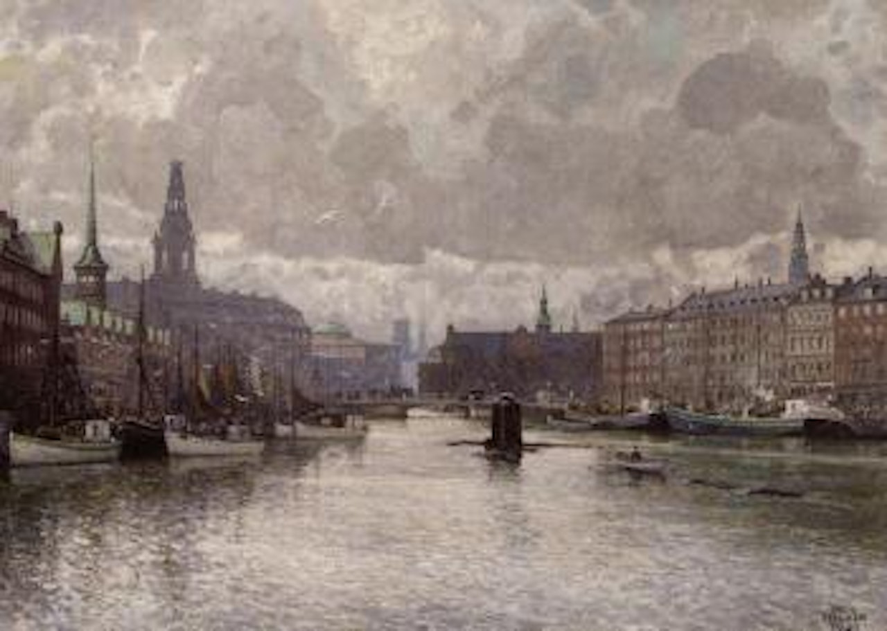 View of Holmen Canal with buildings by Paul Fischer