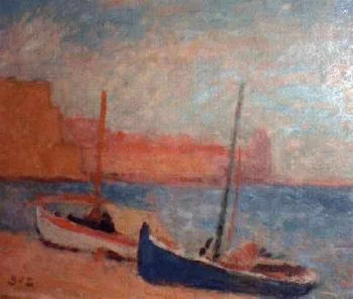 Bateaux sur la greve by Georges d’Espagnat