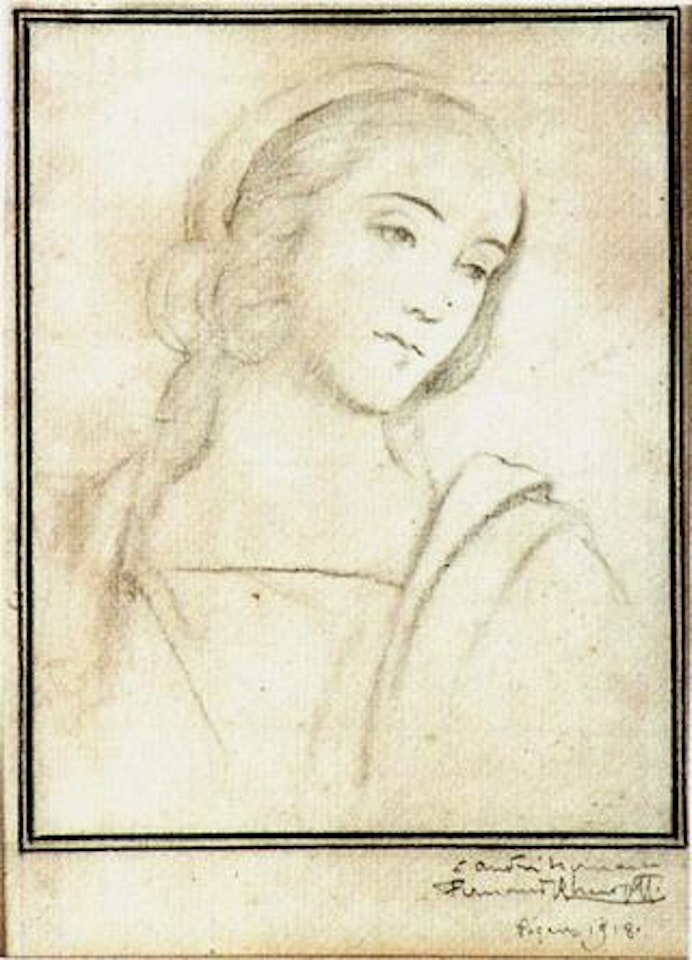 Jeune femme la tete legerement inclinee by Fernand Khnopff