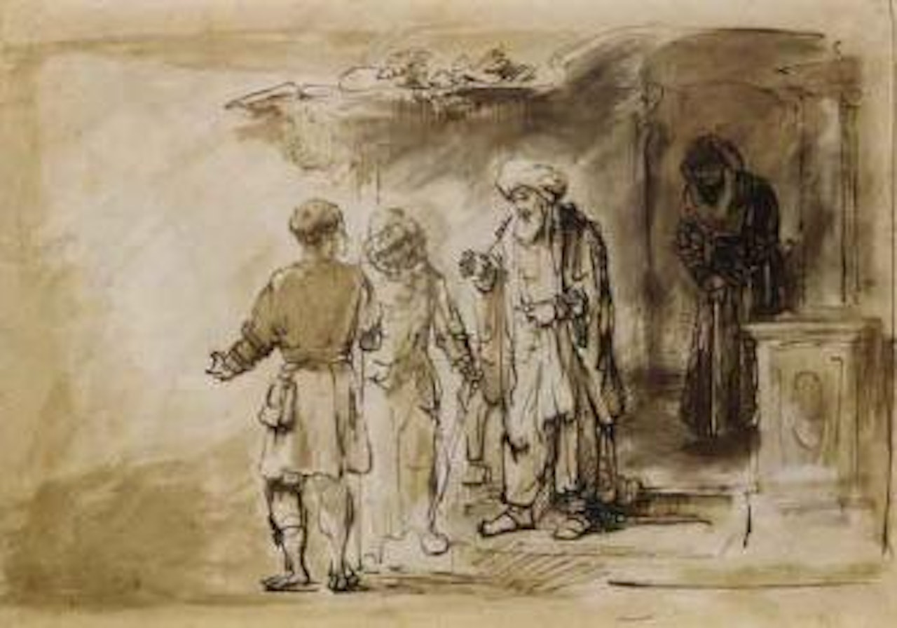 Banishment of Hagar by Attributed to Rembrandt Harmensz van Rijn