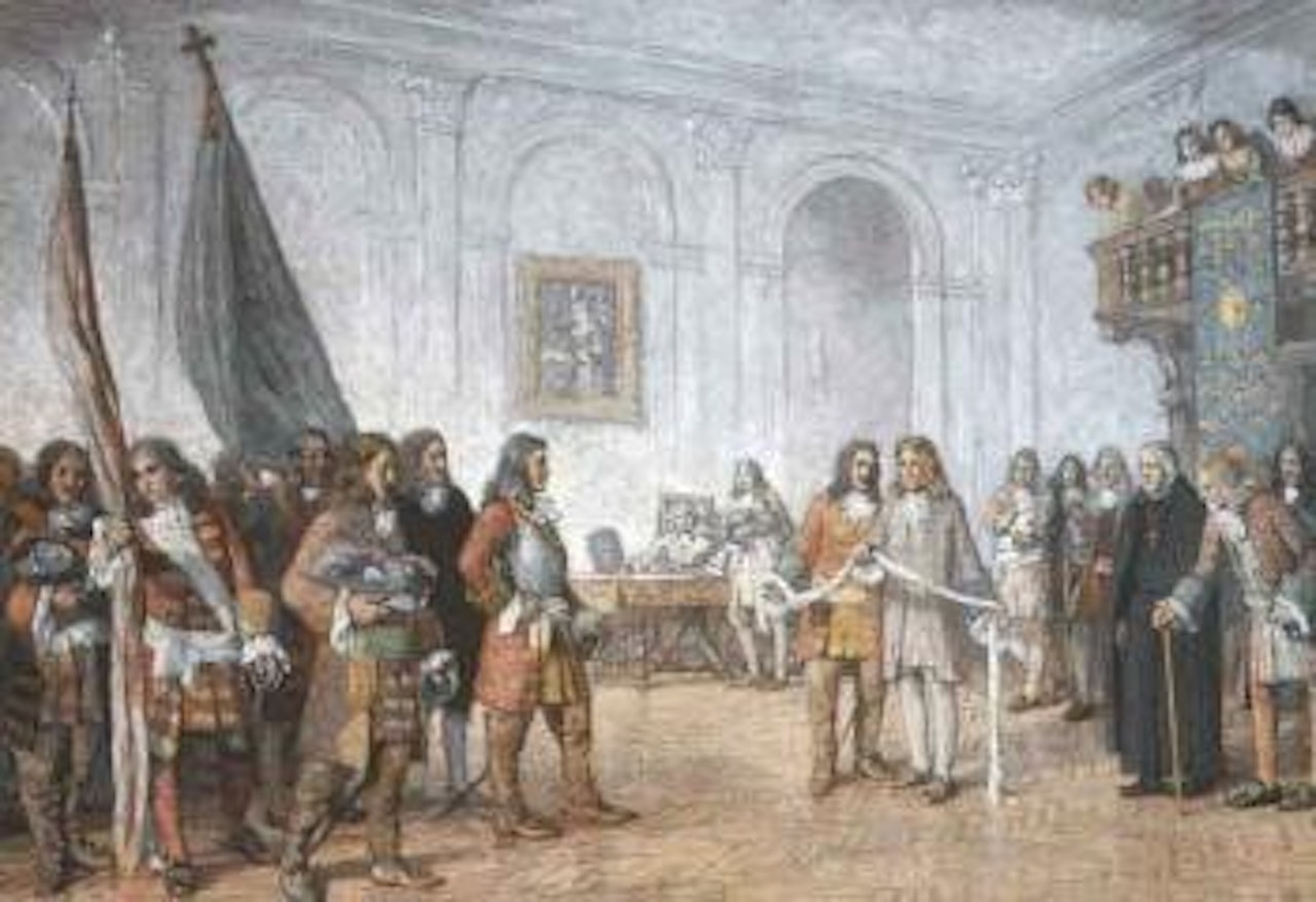 Frontenac receiving Sir William Phips envoy by William Brymner