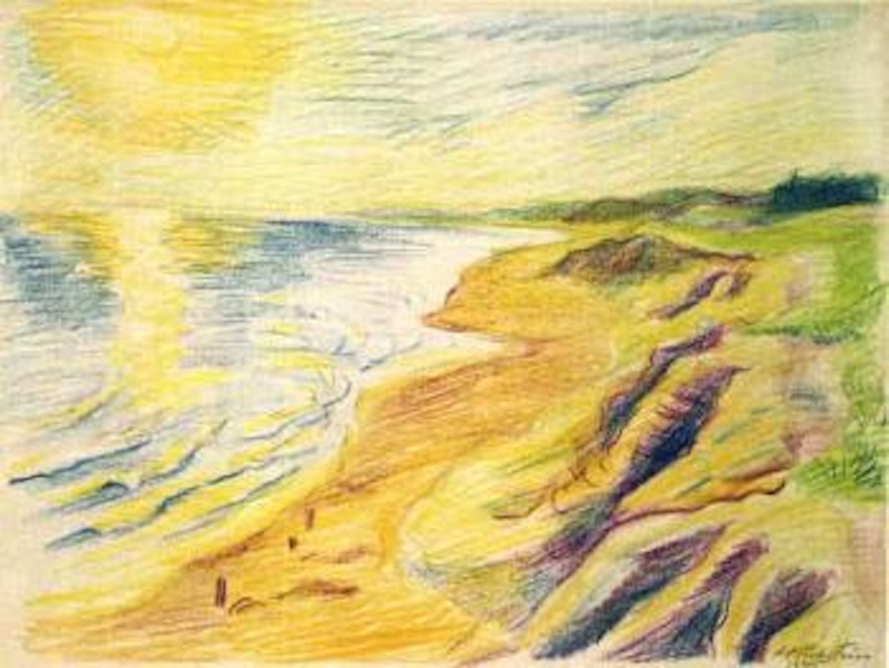 Sand dunes on the seashore by Max Pechstein