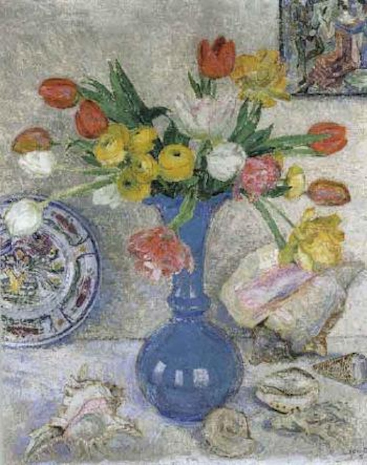 Still life with flowers and ships by Leon de Smet