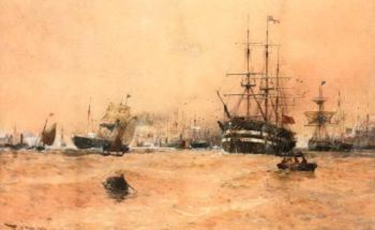 Harbour, North Shields by Thomas Bush Hardy