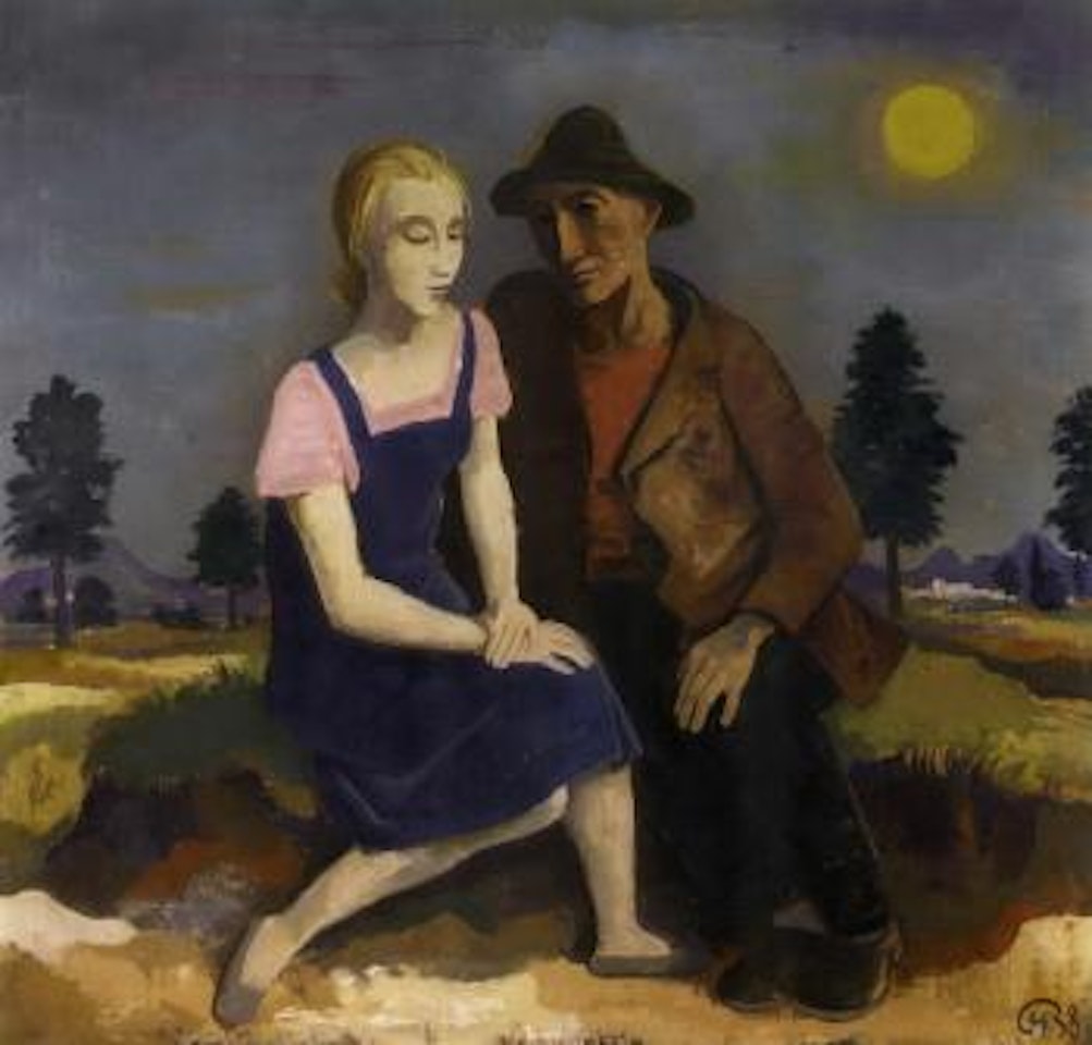 Landliches paar im mondlicht by Karl Hofer