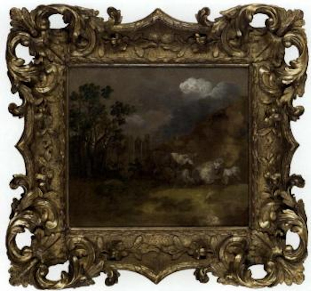 Sheep and lambs by a fence in a landscape by Thomas Gainsborough