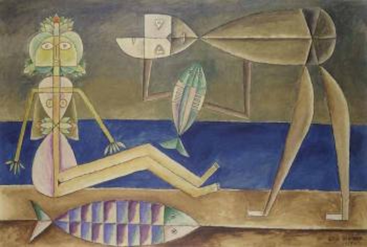 Personnages sur la plage by Victor Brauner