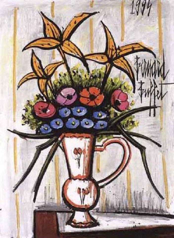 Liliums et primeveres dans un pichet by Bernard Buffet