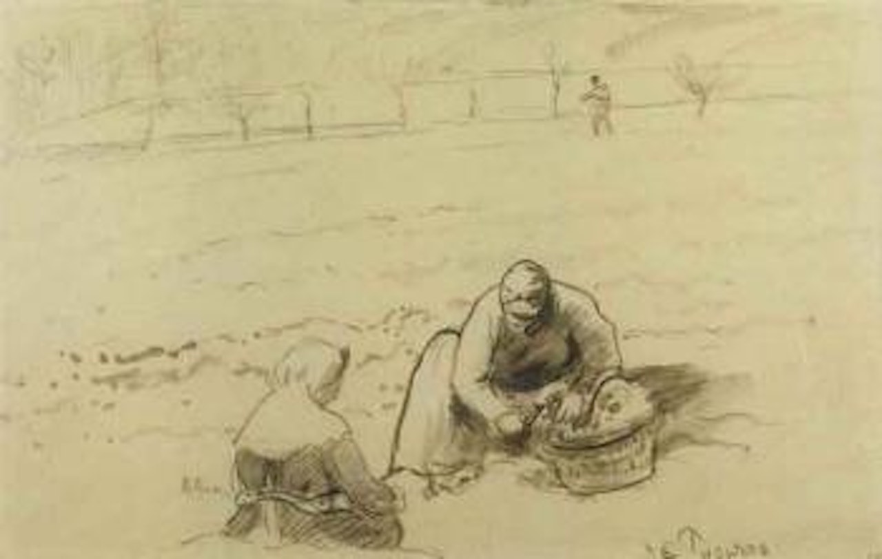 Paysannes travaillant aux champs by Camille Pissarro