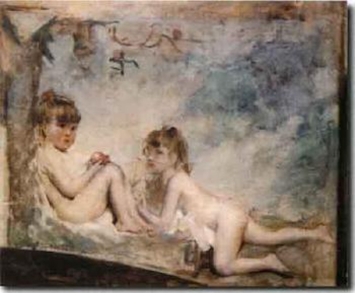 Deux jeunes filles a la pomme by Leon Comerre