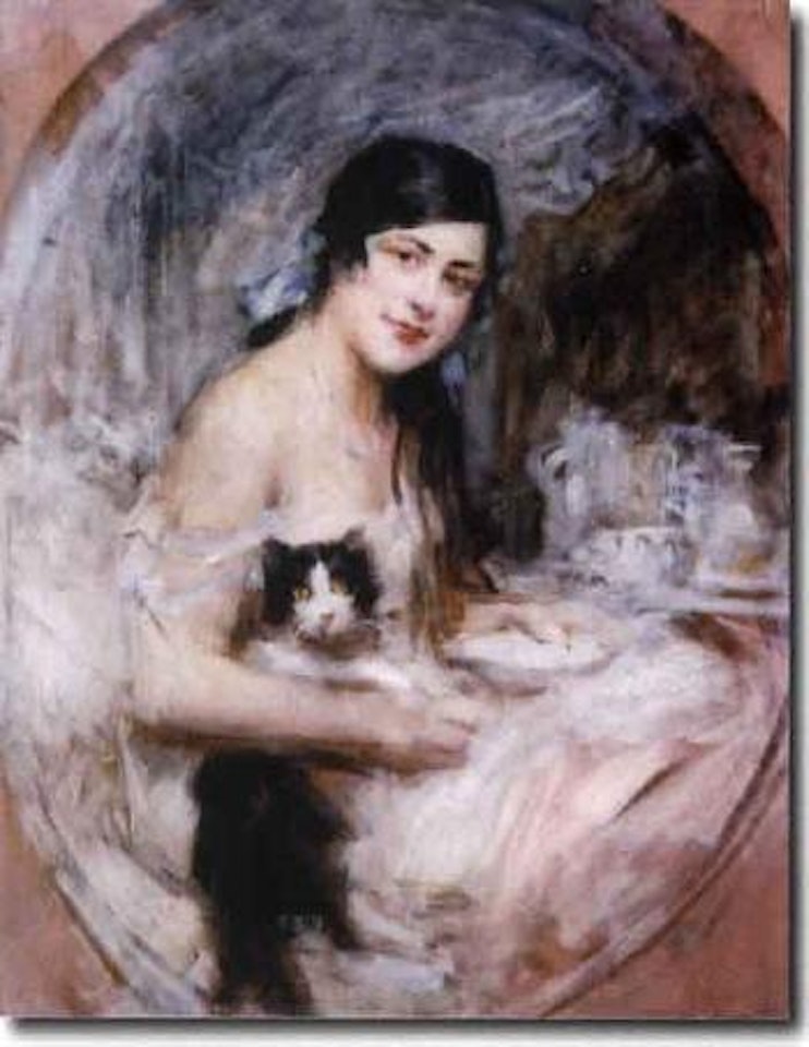 Femme au chat by Leon Comerre