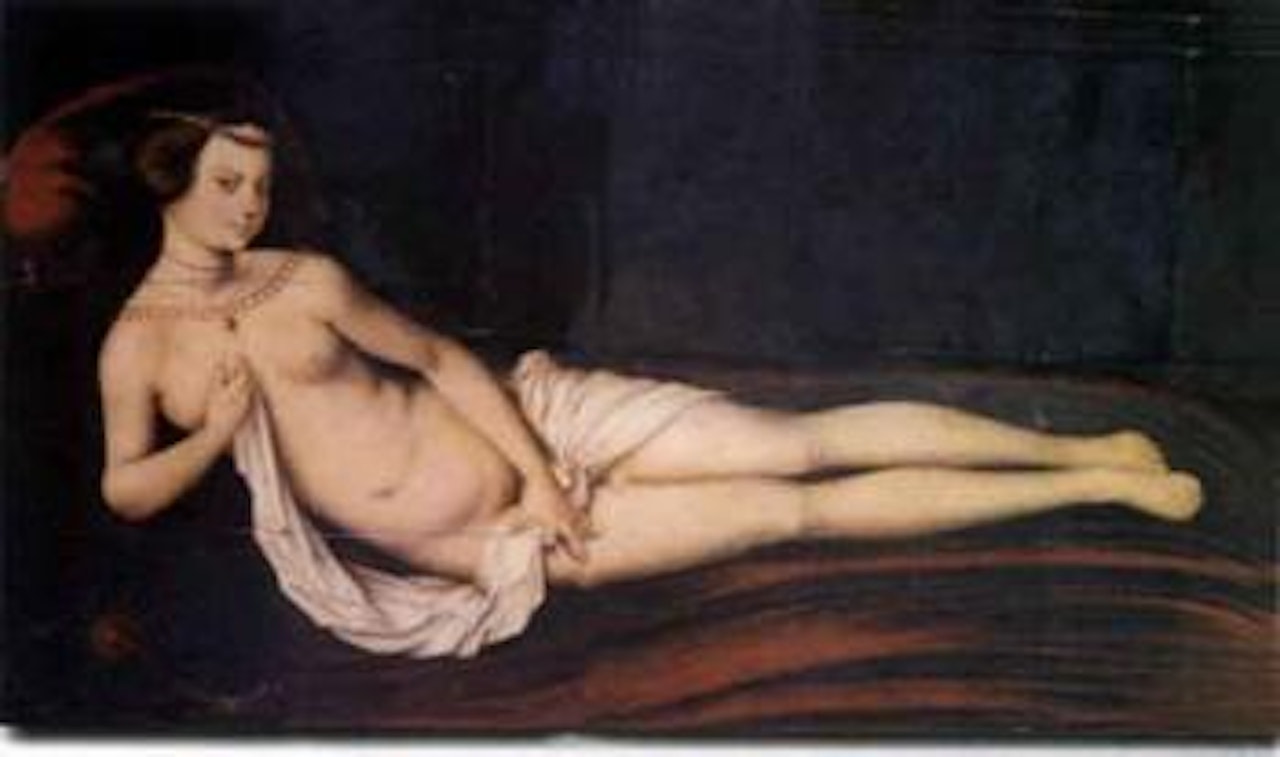 Reclining female nude by German School