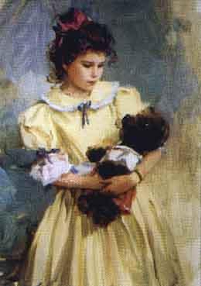 Little girl with her toy by Constantin Razoumov