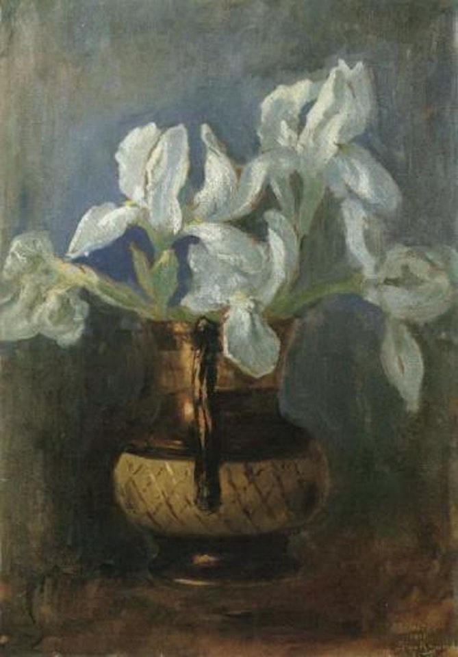 White irises in vase by Gabriele Münter