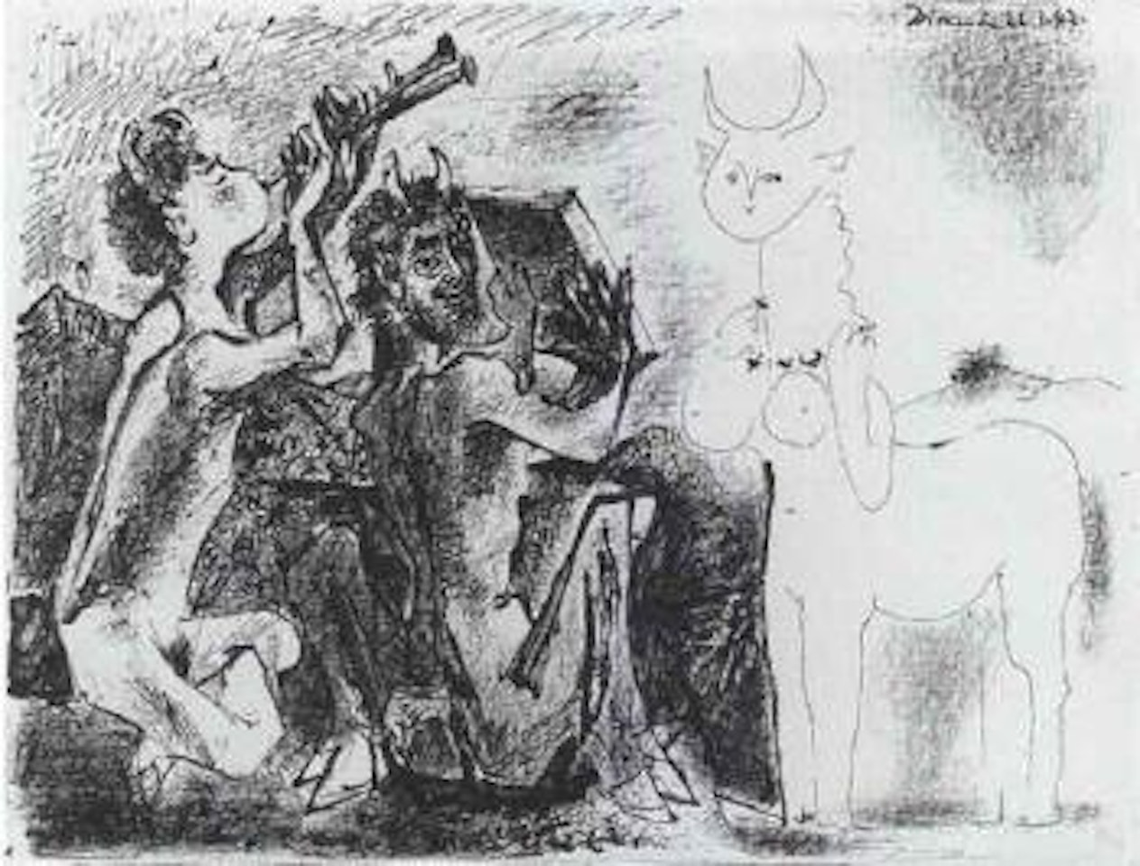 Les faunes et la centauresse by Pablo Picasso