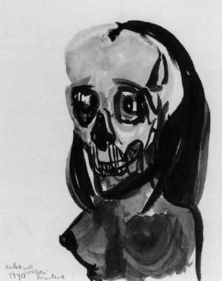 Skeleton with bust by Marlene Dumas