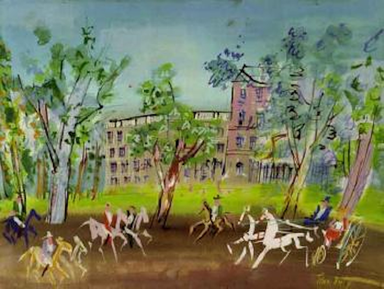 Caleche et cavaliers by Jean Dufy