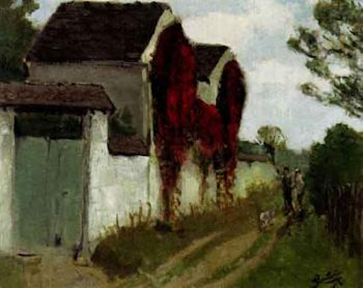 Promeneurs au bord de la maison fleurie by Pierre Eugène Montezin